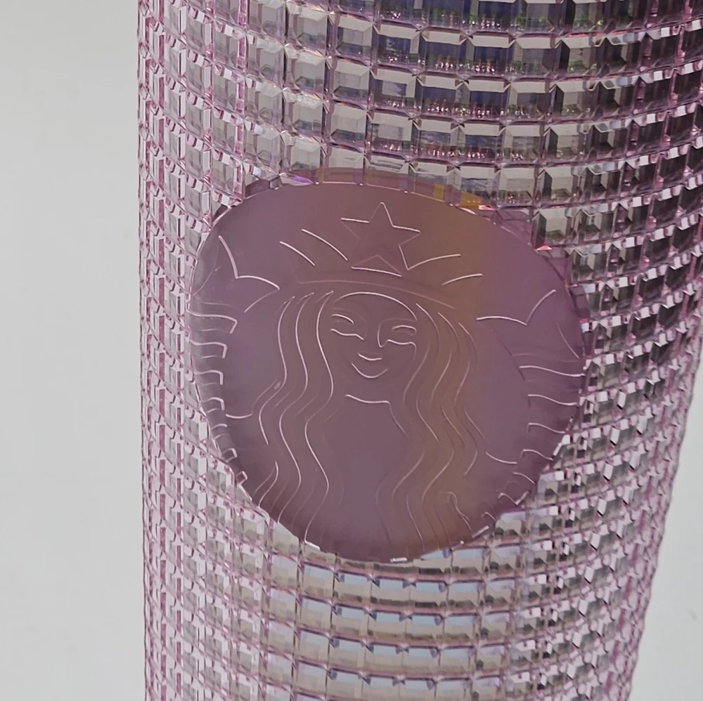 pink bubblegum grid 24 ounce venti tumbler with yellow straw ☆☆ new☆☆ - Picture 2 of 16